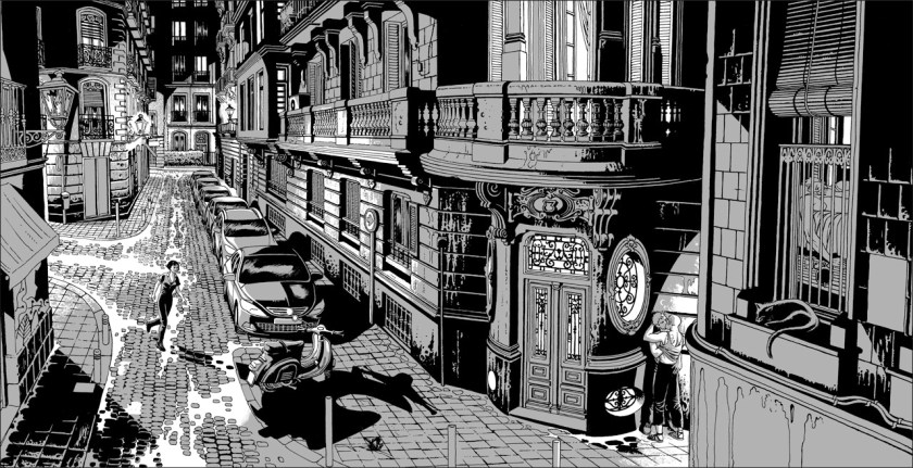 alt="ilustracion miguel navia chueca calle belen"