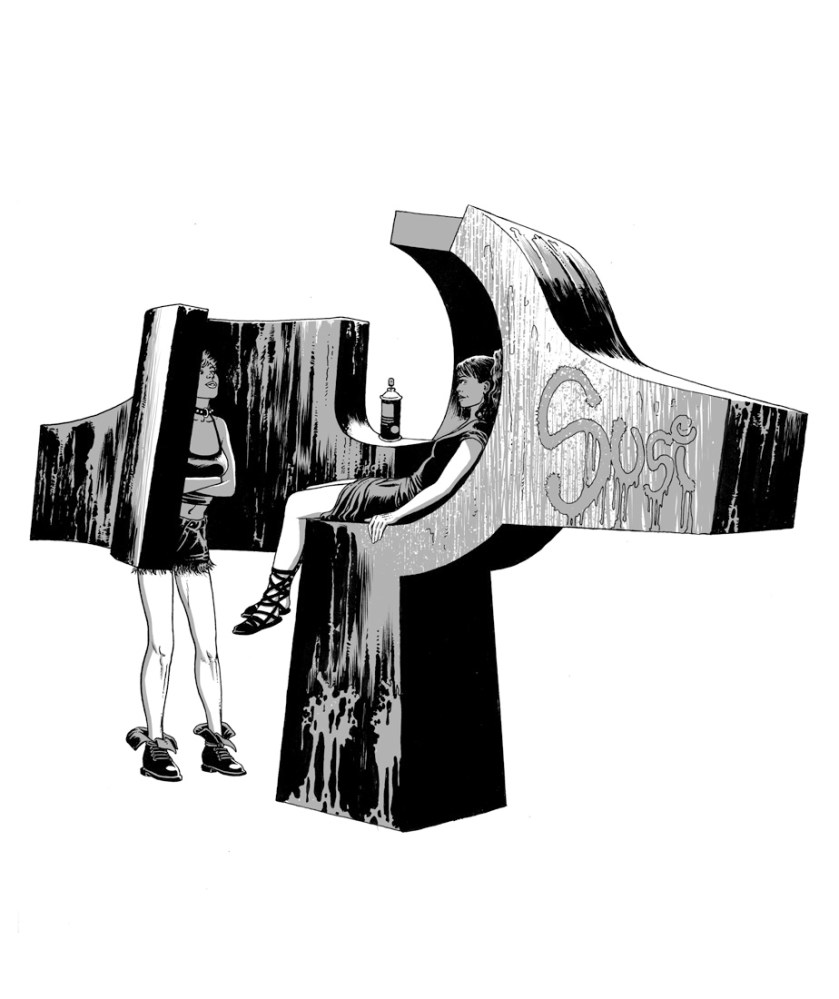 alt="ilustracion miguel navia chueca escultura chillida"