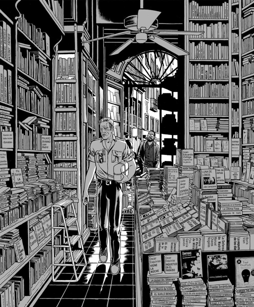 alt="ilustracion miguel navia chueca libreria galdos"